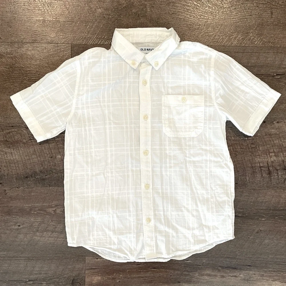 Old Navy Boys White Collared Shirt Size L(10/12)